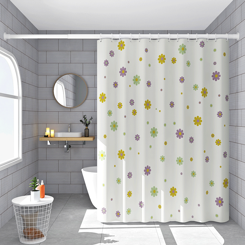 浴室浴帘套装免打孔保暖淋浴帘防水防霉卫生间洗澡隔断帘窗帘门帘