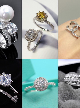 纯银双环女士不褪色戒指清仓特价