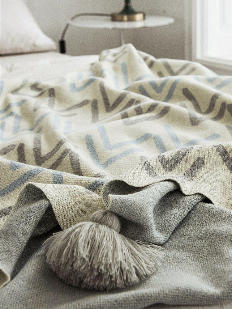 일본식 순면 니트 담요 에어컨 담요 사무실 낮잠 소파 커버 담요 봄 가을 사계절 유니버설 담요