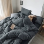Giấc ngủ trần truồng 竺 Bộ bốn miếng cotton Dệt kim đơn cotton đôi thân thiện với da tốt Bộ đồ giường đơn giản Nhật Bản - Bộ đồ giường bốn mảnh bộ drap giường 1m6