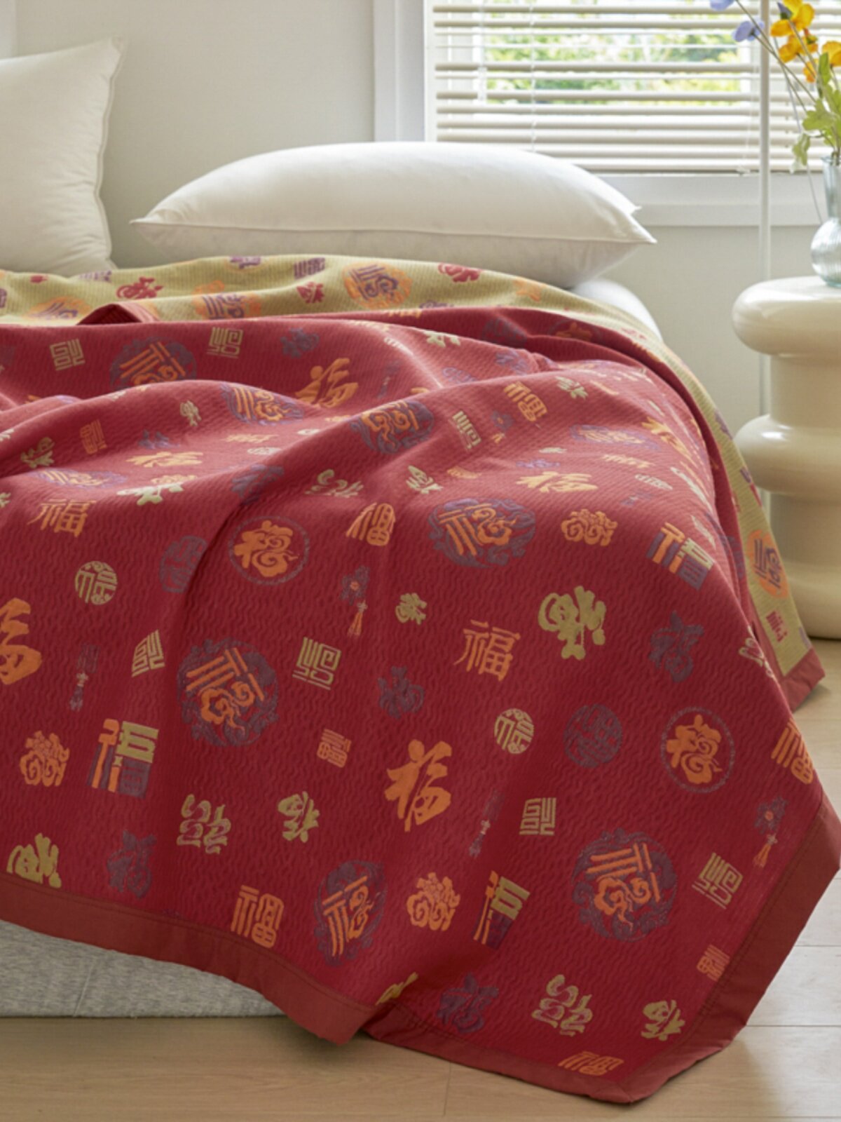 여름에 엄마를 위한 시원한 원사 염색 자카드 파프 담요. 면 여름 시원한 이불