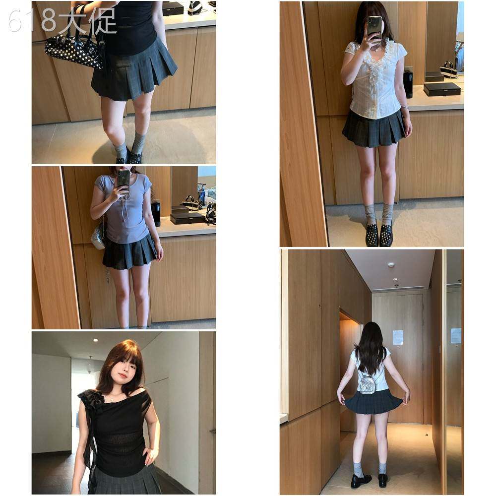 Vegetable Orbs甜辣暴击 美式低腰格子半身裙女夏显瘦A字百褶短裙