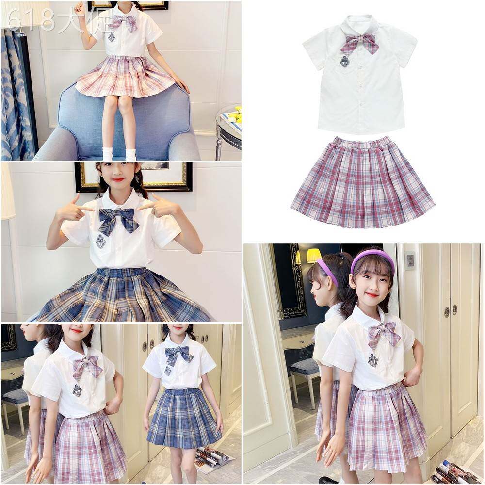 jk制服套装短袖学院风半身裙学生女少女百褶裙夏装小女孩短裙裙子