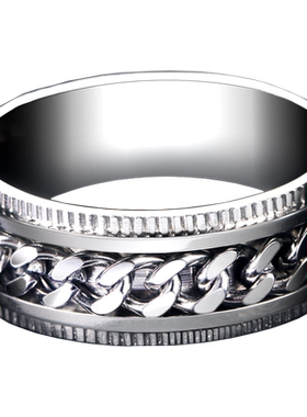 链条戒指嘻哈网红潮男单身旋转