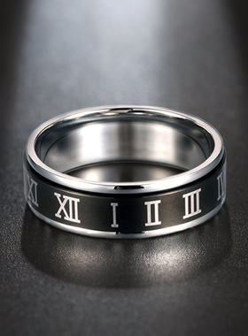 韩版罗马数字转动戒指潮男嘻哈