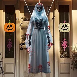 Halloween Bride Background Textile; Haunting Fright Skull