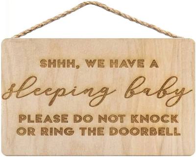 Sleeping Baby Wood Door Hanger Sign Please Do Not Knock Ring