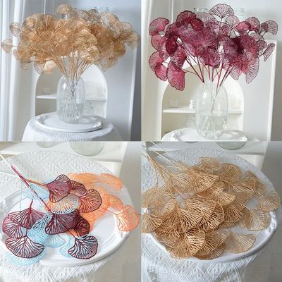 1/2/5pcs Three-pronged Fan Leaf Netting Artificial Gold Gink