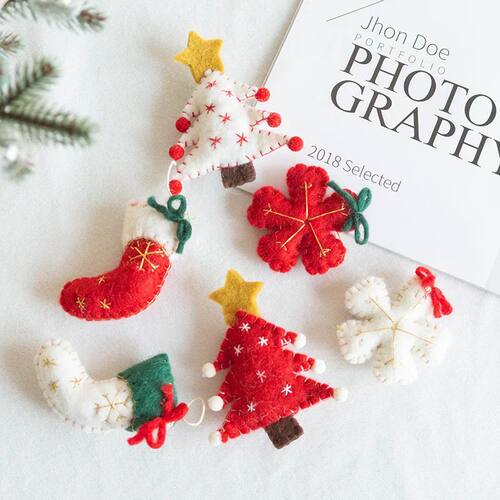1/3Pcs Wool Felt Christmas Pendants Hand Sewing Felt Snowmen