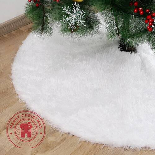 90cm 122cm White Christmas Tree Skirt Plush Faux Fur Carpet