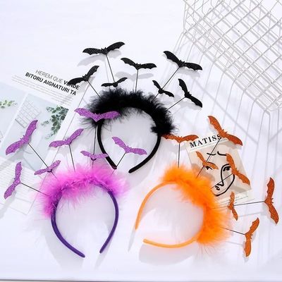 Colorful Bat Headband Halloween Girls Dress Up Shiny Plush H