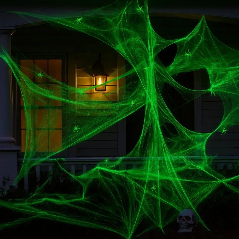 Halloween GlowInThe Dark Spider Webs Fluorescent Cobweb Deco