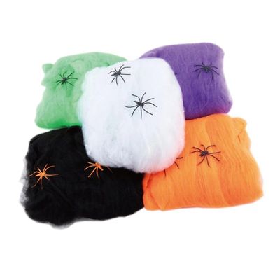 Artificial Spider Web Black White Orange Stretchy Cobweb Hal