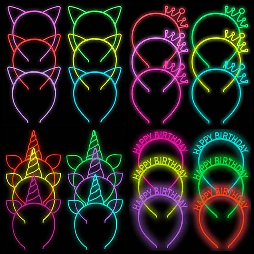 6pcs Fluorescent Hair Hoop Plastic Headband GlowInThe Dark P