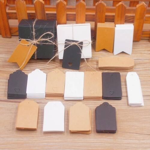100 pcs 3x5/6x2.5cm kraft paper brown/white/black gift label