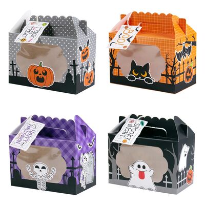 4pcs Halloween Candy Gift Boxes Kraft Paper Trick or Treat b