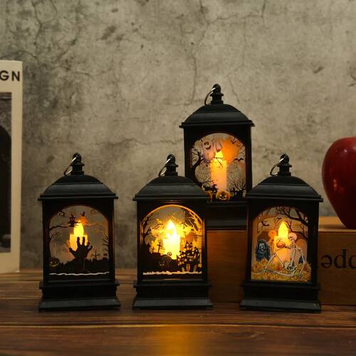 Portable Pumpkin Ghost Castle Lantern Lamp Hanging LED Jack-