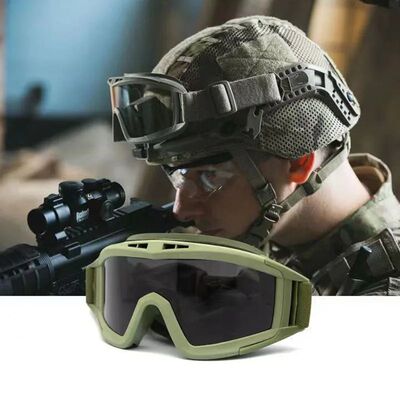 3 Lens Tactical Goggles Set Windproof Dustproof Shooting Mot