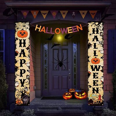 Happy Halloween Banner Pumpkin Ghost Halloween Trick Couplet
