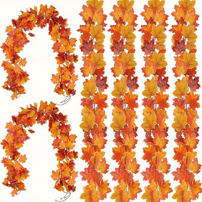 100CM Autumn Artificial Maple Leaf Wreath Fake Leaf Plant Vi