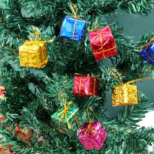 12pcs Mini Foam Gift Box Christmas Ornaments Random Color Ha
