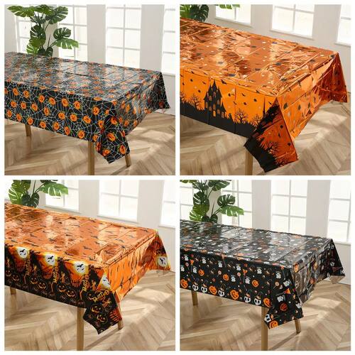Happy Halloween Decoration Disposable Tablecloth Pumpkin Spi