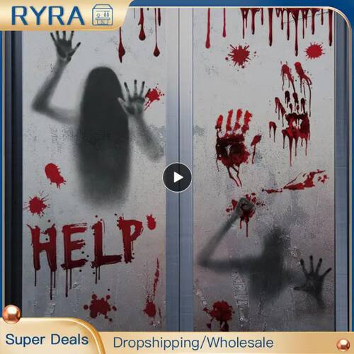 Halloween Decorations Terror Bloody Handprint Footprint ghos