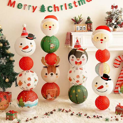 Christmas Paper Lanterns Christmas Hanging Santa Elk Snow La