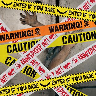 Signs Tape Warning Props Window Banner Halloween
