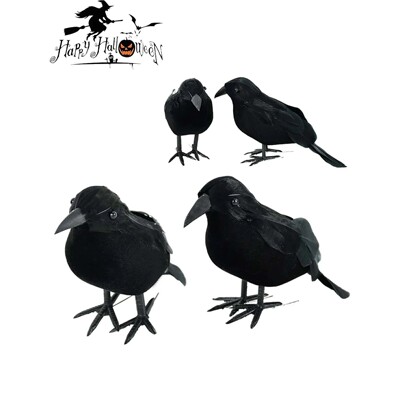 1pcHalloween black feathered crow crow ornament artificial c
