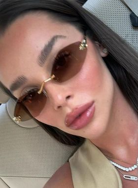 Trendy Rimless Polygonal Sunglasses Stylish Gradient Lens Me