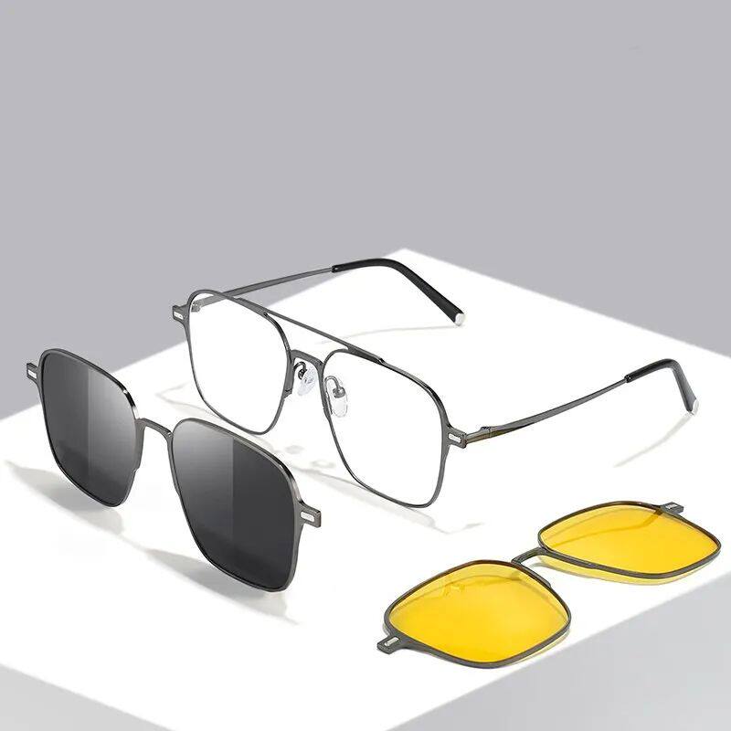 Metal 3In1 New Style Magnet Clip On Glasses Frame Trend Pola