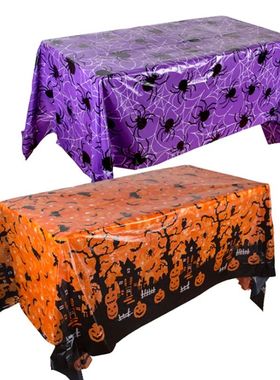 Halloween Tablecloth Pumpkin Autumn Skull Print Plastics Pat