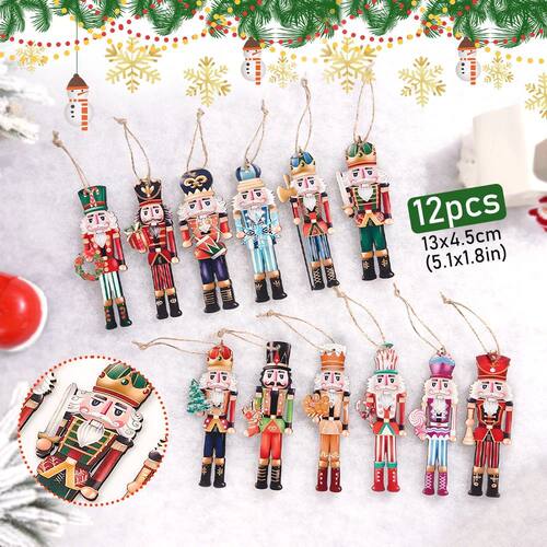 12Pcs new Christmas Nutcracker wooden/Paper ornament set Par