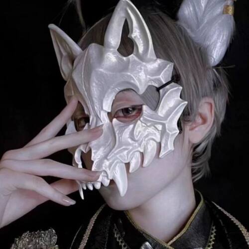 Anime Skull Cosplay Mask Scary Skeleton Half Face Masks Hall