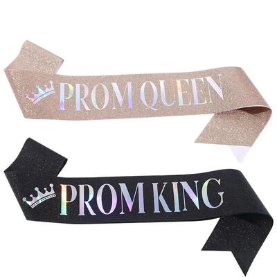 Prom King and Prom Queen Sashes Glitter Satin Sash for Men W