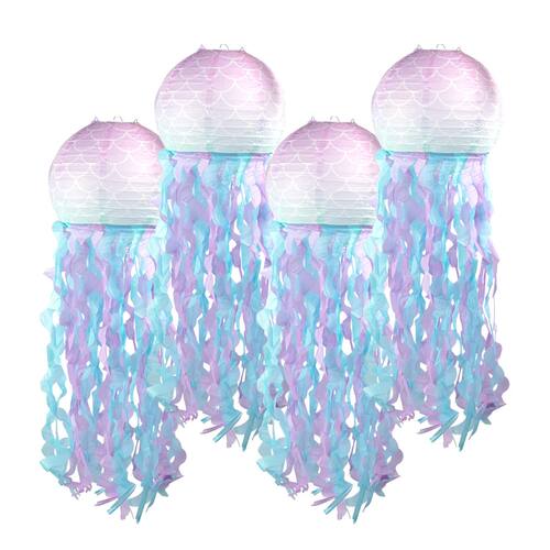 DIY Gradient Jelly Fish Paper Lanterns Hanging Little Mermai