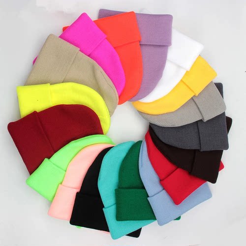 Solid Unisex Beanie Autumn Winter Wool Blends Soft Warm Knit