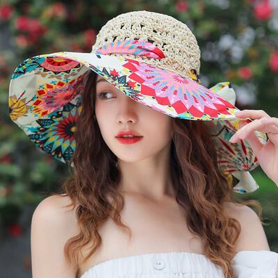 Women's Summer Bucket Folding fashion Straw Hat Panamas UV P