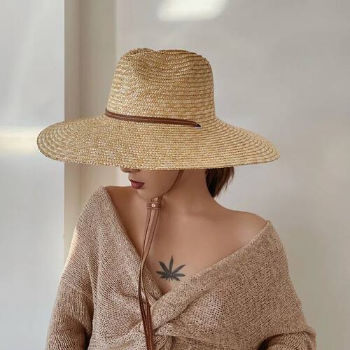 New Belt Strap Straw Sun Hat For Women Fashion Vacation Beac