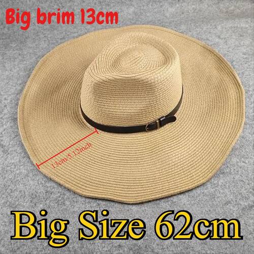 Big Size Foldable Jazz Straw Hat for Men Big Brim Summer Sun