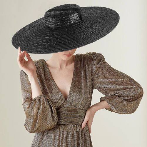 Large Wide Brim Flat Top Sun Straw Hat Fashionable Summer Wi