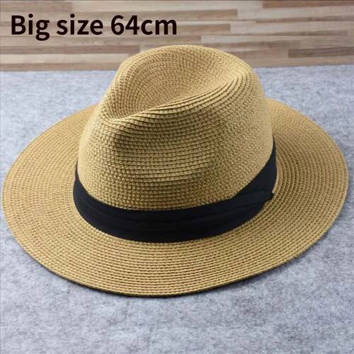Male Foldable Big Head Straw Hat Panama Summer Outdoors Cowb