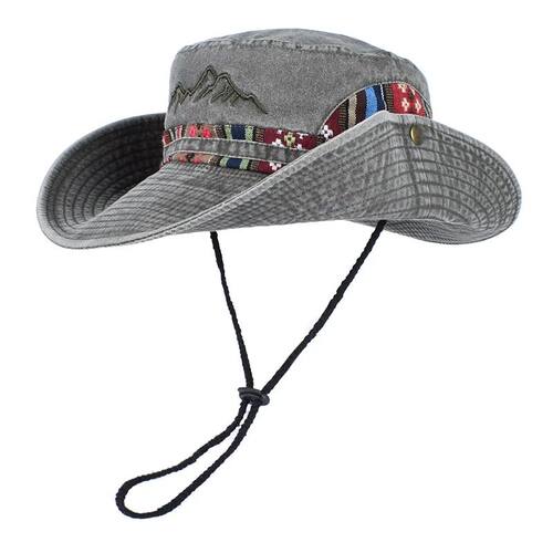 Summer Panama Bucket Hat Men Women Embroidered Bob Cap Outdo