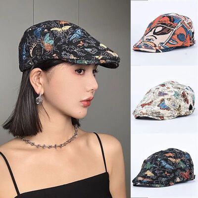 Peaky Blinders Korea Beret Women Vintage Butterfly Embroider