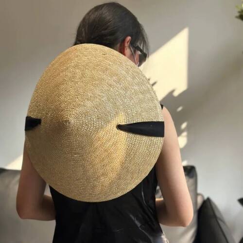 French The Pointed Top Natural Wheat Straw Sun Hats Womens R