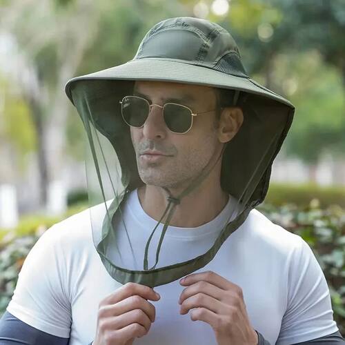 Fashion Unisex Foldable Sunhat Net Mesh Anti Mosquito Repell