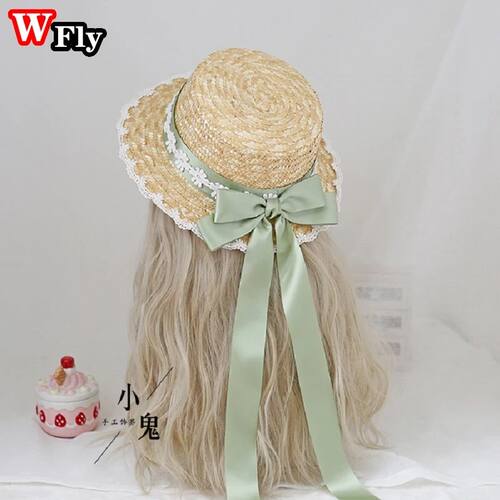 Harajuku Women Girls Summer Straw hat Beach Sun Hat Handmade