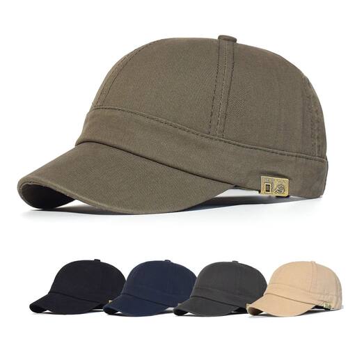 Short Brim Baseball Cap Cotton Men Women Soft Vintage Dad Ha