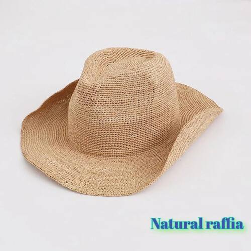 New Hand-woven Crochet Natural Raffia Sun Hat Summer Simple